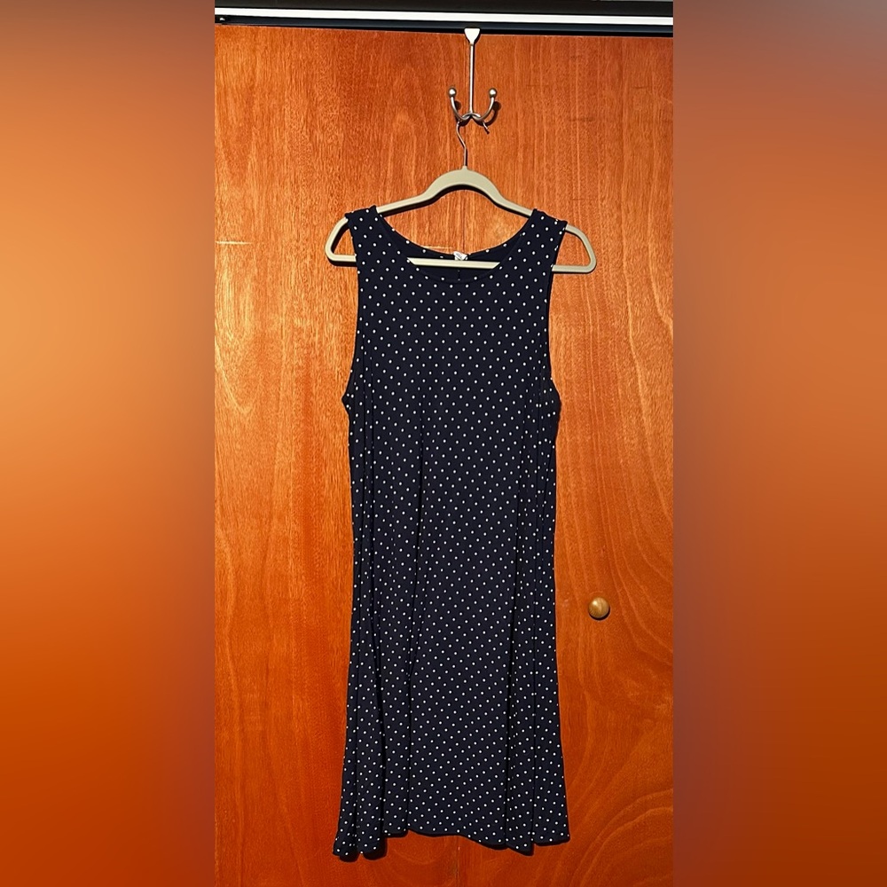 Old Navy Navy Blue Polka Dot Midi Dress